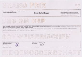 Urkunde des Grand Prix Design des Bundesamtes für Kultur, 2011