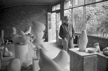 Hans Arp in his studio in Meudon