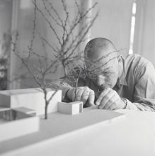 Bill working on a model of the pavilion for the Venice Biennale  