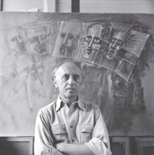 Victor Brauner in front of his typical „Eye Pictures