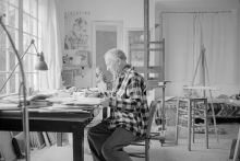 Chagall at his desk 