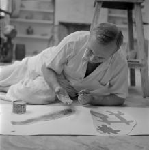 In seinem Atelier in Montroig arbeitete Miró mit Vorliebe auf dem Boden