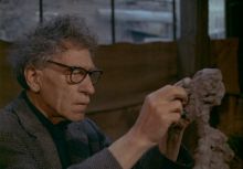 Giacometti working on the bust of Jacques Dupin