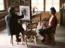 Alberto and Annette Giacometti in the studio in Stampa 